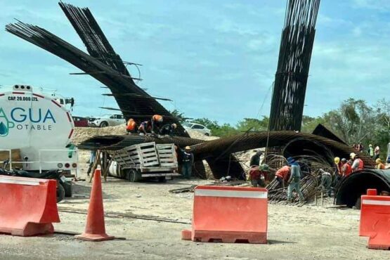 Colapso de estructuras en zona de trabajos del tren maya cerca de Huay Pix, Quintana Roo